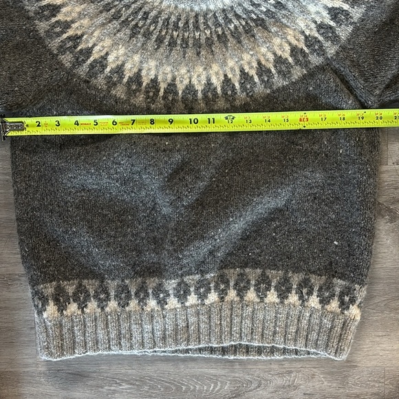 Lauren Ralph Lauren Gray white fair isle hand knit wool alpaca Sweater - large - Picture 3 of 8